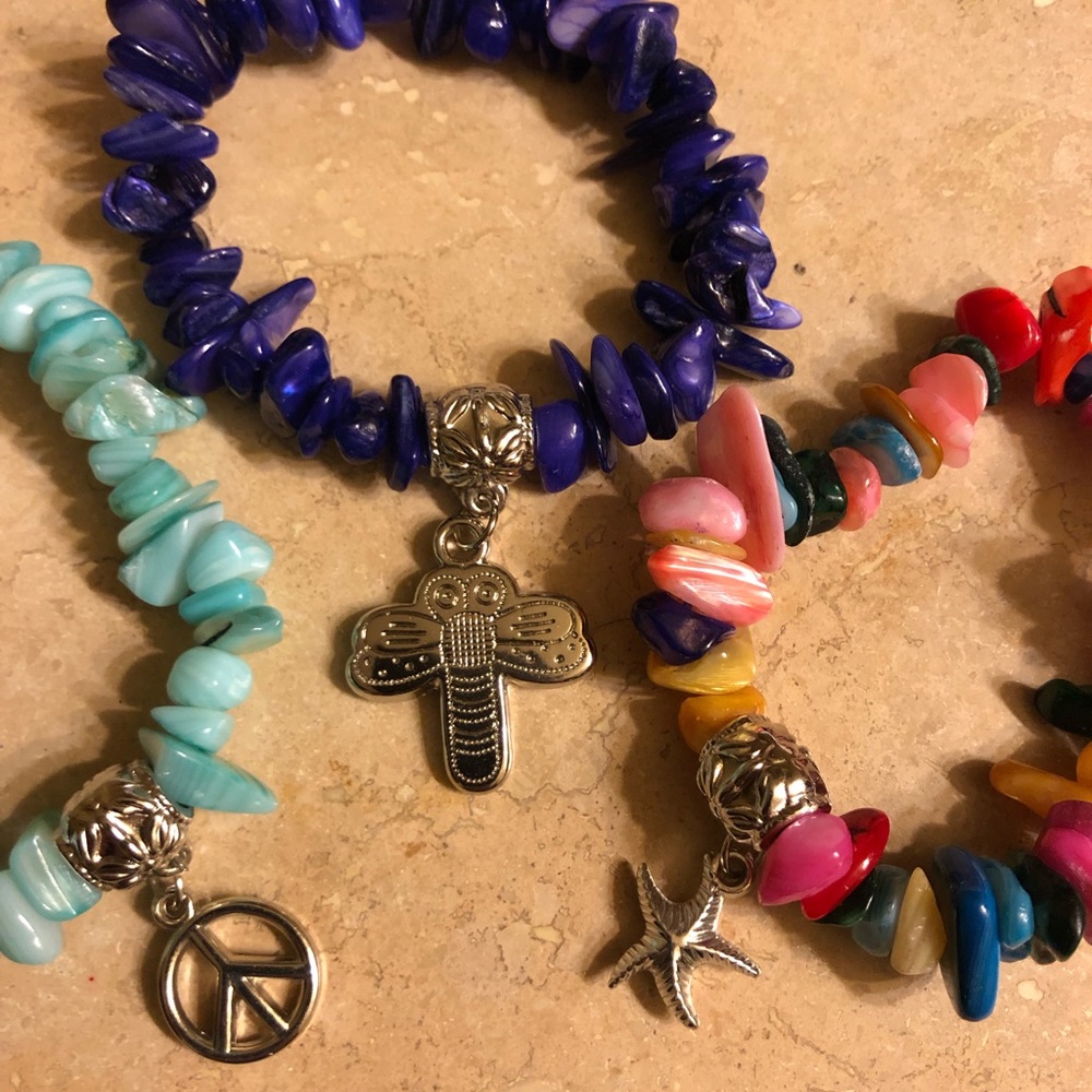 Set of Mother of Pearl Chip Bracelets